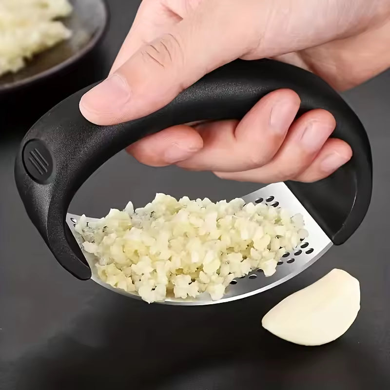 Stainless Steel Garlic Press Rocker - Heavy Duty Garlic Crusher & Mincer with Peeler