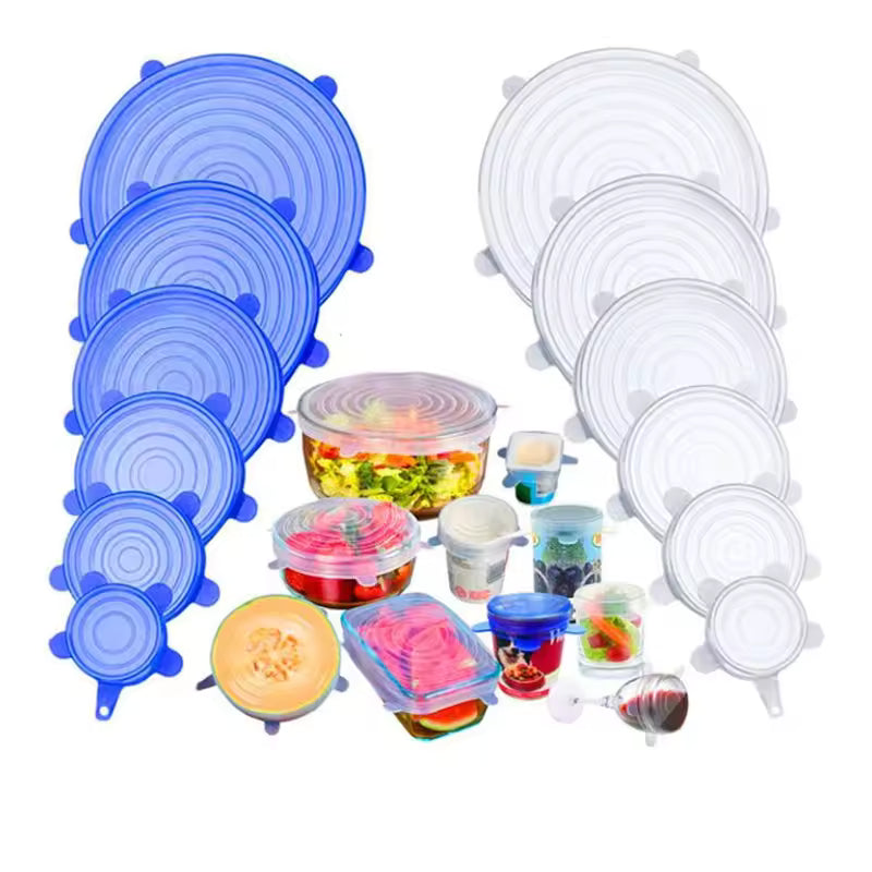 6-Pack Silicone Stretch Lids - Reusable Food Storage Covers for Bowls