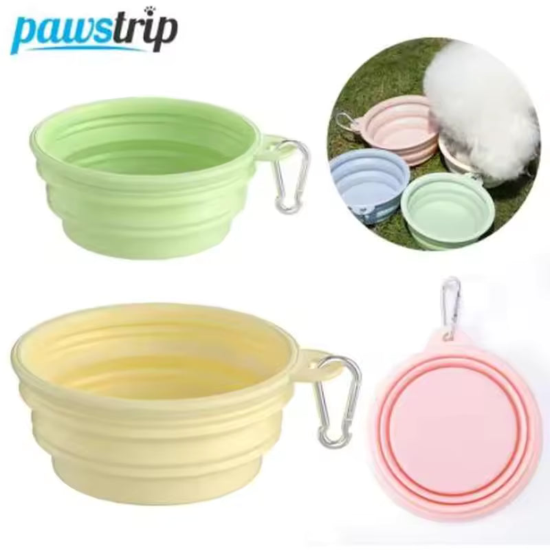 Collapsible Silicone Pet Travel Bowl - Portable Dog & Cat Water Food Bowl with Carabiner