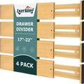 Adjustable Bamboo Drawer Dividers 4-Pack - Expandable 17 to 22 Inch Organizers