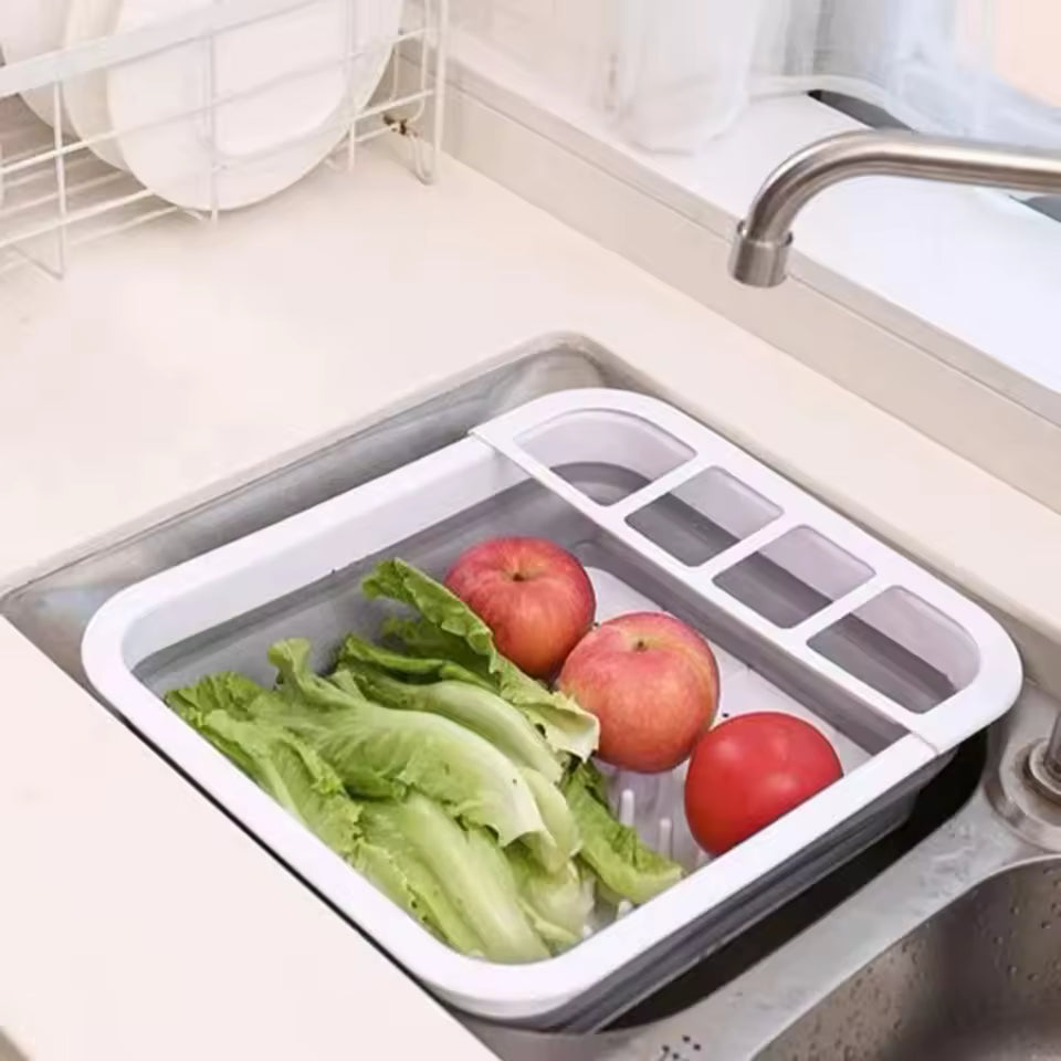 Foldable Dish Drying Rack with Drainboard - Collapsible Over-Sink Dish Drainer