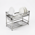 2-Tier Over-the-Sink Dish Drying Rack - Collapsible Expandable Kitchen Counter Drainer with Utensil Holder